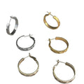 Metal Geometric Cross Texture Hoop Earrings, Minimalist Niche Style Silver Needle Jewelry view 5