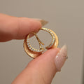 Irregular Geometric Metal Zircon Curved Ear Hook Earrings, Light Luxury Fashion Design view 3