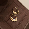 Irregular Geometric Metal Zircon Curved Ear Hook Earrings, Light Luxury Fashion Design view 1
