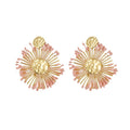 Raffia Flower Stud Earrings With Silver Pins, Sweet Vacation Style Lightweight Designer Jewelry view 5