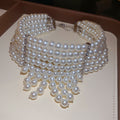 Maillard Style Multi Layer Faux Pearl Beaded Tassel Necklace Vintage Geometric Clavicle Choker view 4