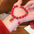 New Chinese Style Red Artificial Crystal Beaded Bracelet With Vintage Round Geometric Design view 2