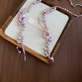 French Fabric Flower Faux Pearl Sweater Necklace Light Luxury Elegant Floral Choker view 4