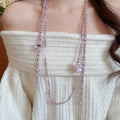 French Fabric Flower Faux Pearl Sweater Necklace Light Luxury Elegant Floral Choker view 3