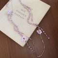French Fabric Flower Faux Pearl Sweater Necklace Light Luxury Elegant Floral Choker view 2