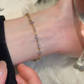 Korean Light Luxury Copper Zircon Flower Bangle, Elegant Minimalist Floral Bracelet view 2