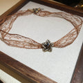Light Luxury Coffee Lace Rhinestone Star Choker Necklace For Women view 4