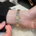 18K Gold Plated Copper Geometric Zircon Round Watch Style Bangle For Women view 3