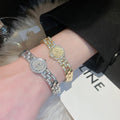 18K Gold Plated Copper Geometric Zircon Round Watch Style Bangle For Women view 1