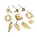 Vacuum Plated Stainless Steel Geometric Square Round Stud Earrings With Hole DIY Jewelry Parts No Ear Backs view 3