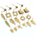 Vacuum Plated Stainless Steel Geometric Square Round Stud Earrings With Hole DIY Jewelry Parts No Ear Backs view 4