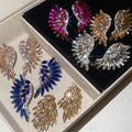European American Alloy Rhinestone Rice Grain Wing Drop Earrings For Women Statement Jewelry view 1