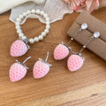 Flocked Resin Strawberry Earrings And Hair Tie Jewelry Set For Women Elegant Light Luxury OL Style view 2