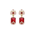 Vintage Palace Style Copper Zircon Flower Square Pendant Drop Earrings view 5