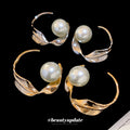 Twisted Striped Faux Pearl Stud Earrings Geometric Round Light Luxury Fashion Jewelry view 1