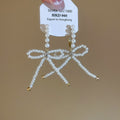 Elegant Bow Zircon Faux Pearl Beaded Drop Earrings With Silver Pin Vintage Geometric Jewelry view 2