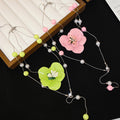 Old Money Floral Faux Pearl Sweater Necklace With Painted Flower Pastoral Clavicle Chain view 2
