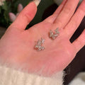 Copper Zircon Butterfly Stud Earrings Elegant Minimalist Light Luxury Niche Insect Jewelry view 3