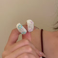 Zircon Flower Wrinkled Wide Open Ring For Women view 2