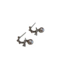 Light Luxury Zircon Bow Faux Pearl Stud Earrings Vintage Elegant Silver Needle Jewelry view 5