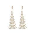 Light Luxury Copper Geometric Fan Tassel Drop Earrings With Rhinestone Accents view 5