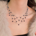 Light Luxury Copper Zircon Waterdrop Tassel Layered Choker Necklace For Women view 4