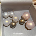 Minimalist Round Faux Pearl Stud Earrings Geometric Modern Commuter Light Luxury Jewelry view 3