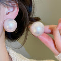 Minimalist Round Faux Pearl Stud Earrings Geometric Modern Commuter Light Luxury Jewelry view 4
