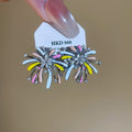 Alloy Firework Flower Stud Earrings With Enamel Rhinestone Accents, Light Luxury OL Style view 4