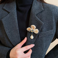 Gold Plated Enamel Mother Of Pearl Flower Brooch With Baroque Pearl Vintage Elegant Pin view 3