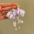 Fabric Flower Imitation Pearl Tassel Drop Earrings Sweet Elegant Vacation Style Jewelry view 4