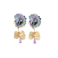 Artificial Crystal Beaded Flower Stud Earrings With Silver Pins, Elegant Light Luxury Spring Jewelry view 5