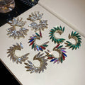 Alloy Silver Needle Rhinestone Rice Grain C Shape Stud Earrings For Women Light Luxury OL Style view 1