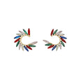 Alloy Silver Needle Rhinestone Rice Grain C Shape Stud Earrings For Women Light Luxury OL Style view 5