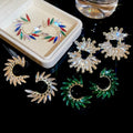Alloy Silver Needle Rhinestone Rice Grain C Shape Stud Earrings For Women Light Luxury OL Style view 3