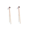 Silver Round Top Double Bar Long Front Back Stud Earrings view 4