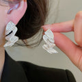 Irregular Geometric Crinkled Metal Twist Wrap Stud Earrings For Women European American Style view 4
