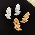 Irregular Geometric Crinkled Metal Twist Wrap Stud Earrings For Women European American Style view 1