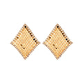 Gold Plated Copper Zircon Rhombus Stud Earrings With Silver Pins, Light Luxury Geometric Jewelry view 5