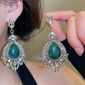 Vintage Court Style Faux Pearl Teardrop Rhinestone Multilayer Necklace Earrings Jewelry Set view 4