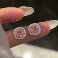Copper Zircon Geometric Hollow Square Round Stud Earrings For Women Light Luxury Daily Style view 3
