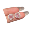 Copper Zircon Geometric Hollow Square Round Stud Earrings For Women Light Luxury Daily Style view 5