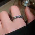 Punk Dark Style Copper Zircon Oval Open Ring For Women Light Luxury Geometric Index Finger Jewelry view 3