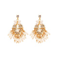 Vintage Geometric Artificial Crystal Tassel Drop Earrings With Silver Needle Studs view 5
