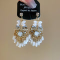 Vintage Geometric Artificial Crystal Tassel Drop Earrings With Silver Needle Studs view 1
