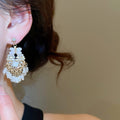 Vintage Geometric Artificial Crystal Tassel Drop Earrings With Silver Needle Studs view 4