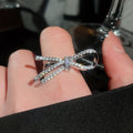 Korean Style Copper Zircon Bow Open Ring Elegant Minimalist Light Luxury Index Finger Jewelry view 1