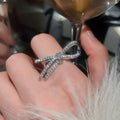 Korean Style Copper Zircon Bow Open Ring Elegant Minimalist Light Luxury Index Finger Jewelry view 3
