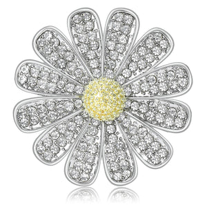 Alloy Rhinestone Daisy Dual Use Brooch With Garment Hook