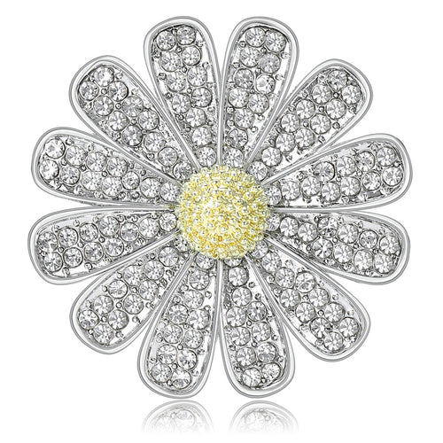 Alloy Rhinestone Daisy Dual Use Brooch With Garment Hook